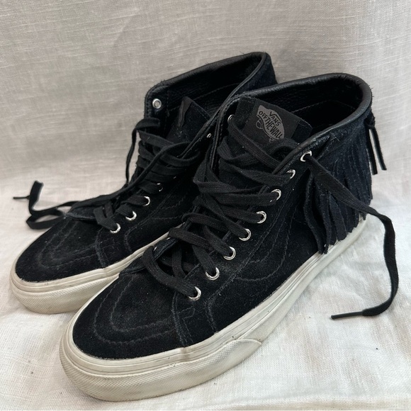 Vans black fringe suede hi top sneakers - Picture 1 of 9
